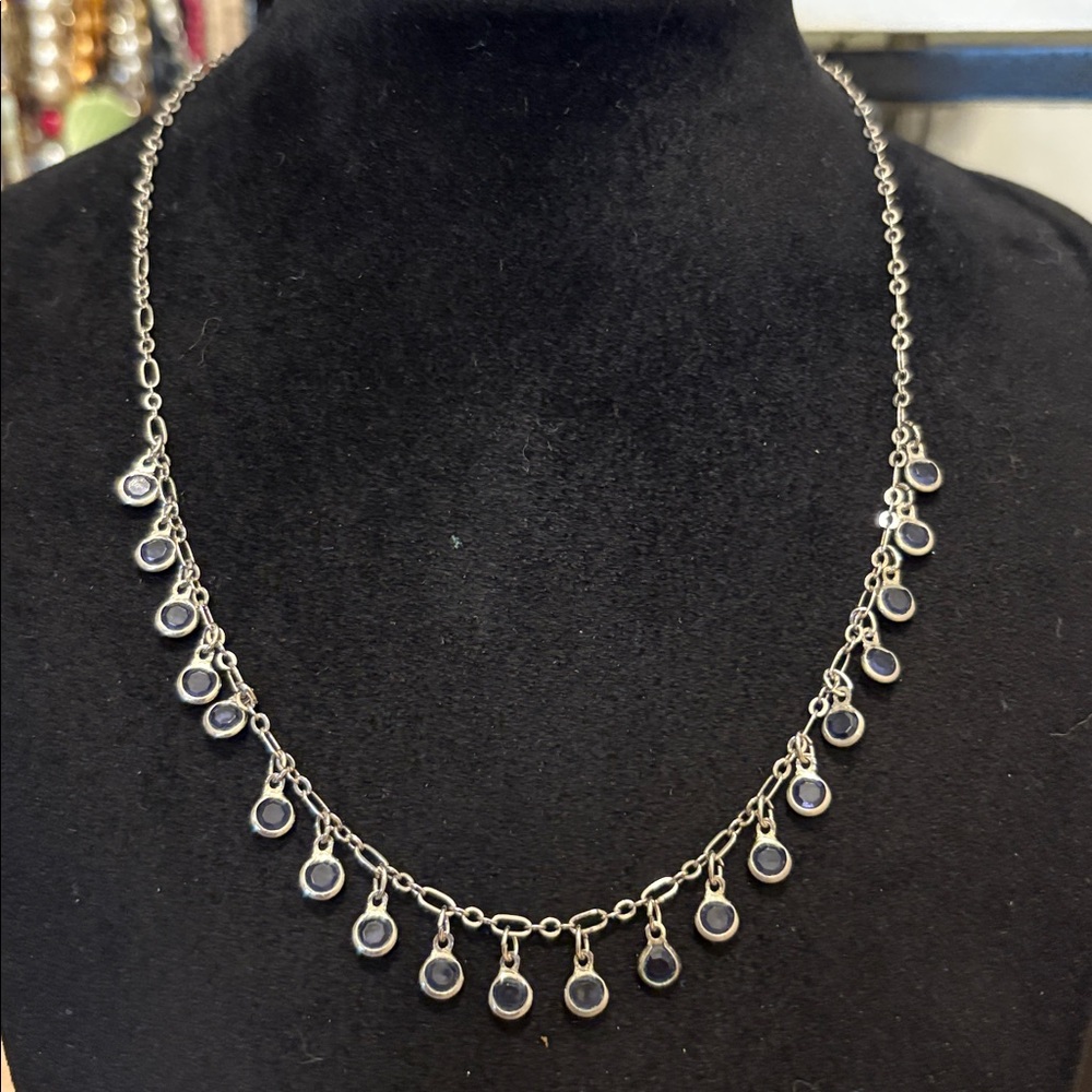 TRISTAN vintage necklace with light blue crystals gold tone